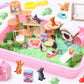 Lorfancy Cat Sandbox Toys Kids Play Sand Kit Toddler Sensory Bin Toy 2.2Lbs Sand Pet Cat Figures Care Role Pretend Play Beach To
