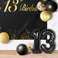 Happy 13Th Birthday Balloons Black Set Decor - Cheers To 13 Years Old Party Theme Garland Banner Backdrop Decorations For Boy An