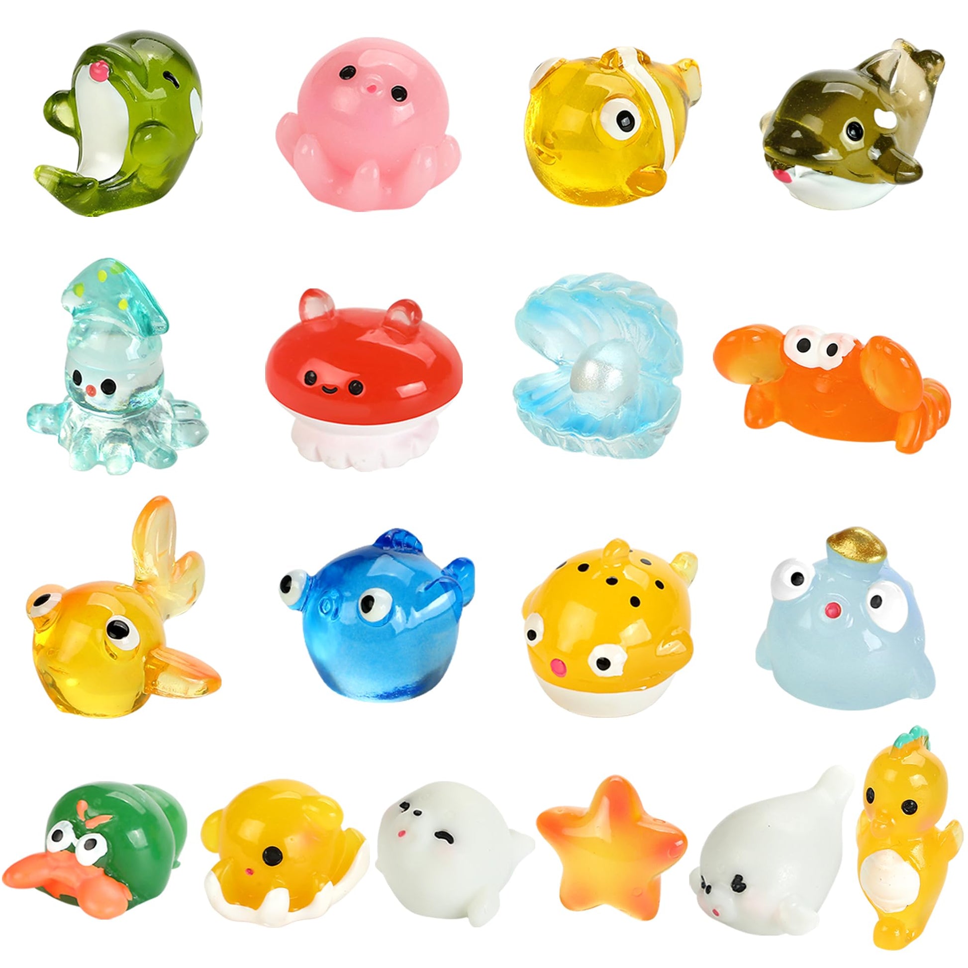 18pcs Ocean Mini Resin Animals 18 Styles Tiny Sea Resin Animals Figurines Miniature Little Small Plastic Animal Figures Bulk for