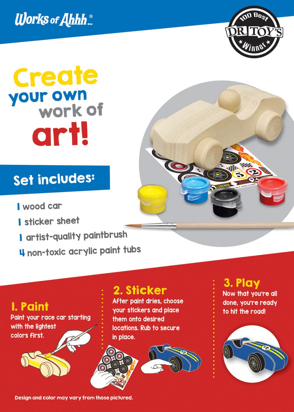 Works of Ahhh... Mini Craft Set - Race Car Build & Paint Family Craft Set