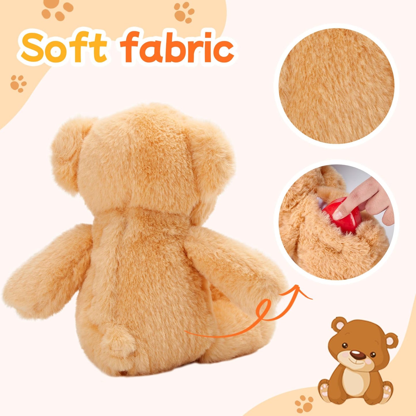 Cozyworld 12' Heartbeat Recordable Teddy Bear,Voice Recorder Plush Toy Stuffed Animal Soft Fuzzy Doll Gifts Messages Recording Playback For Kids Birthday Children'S Day