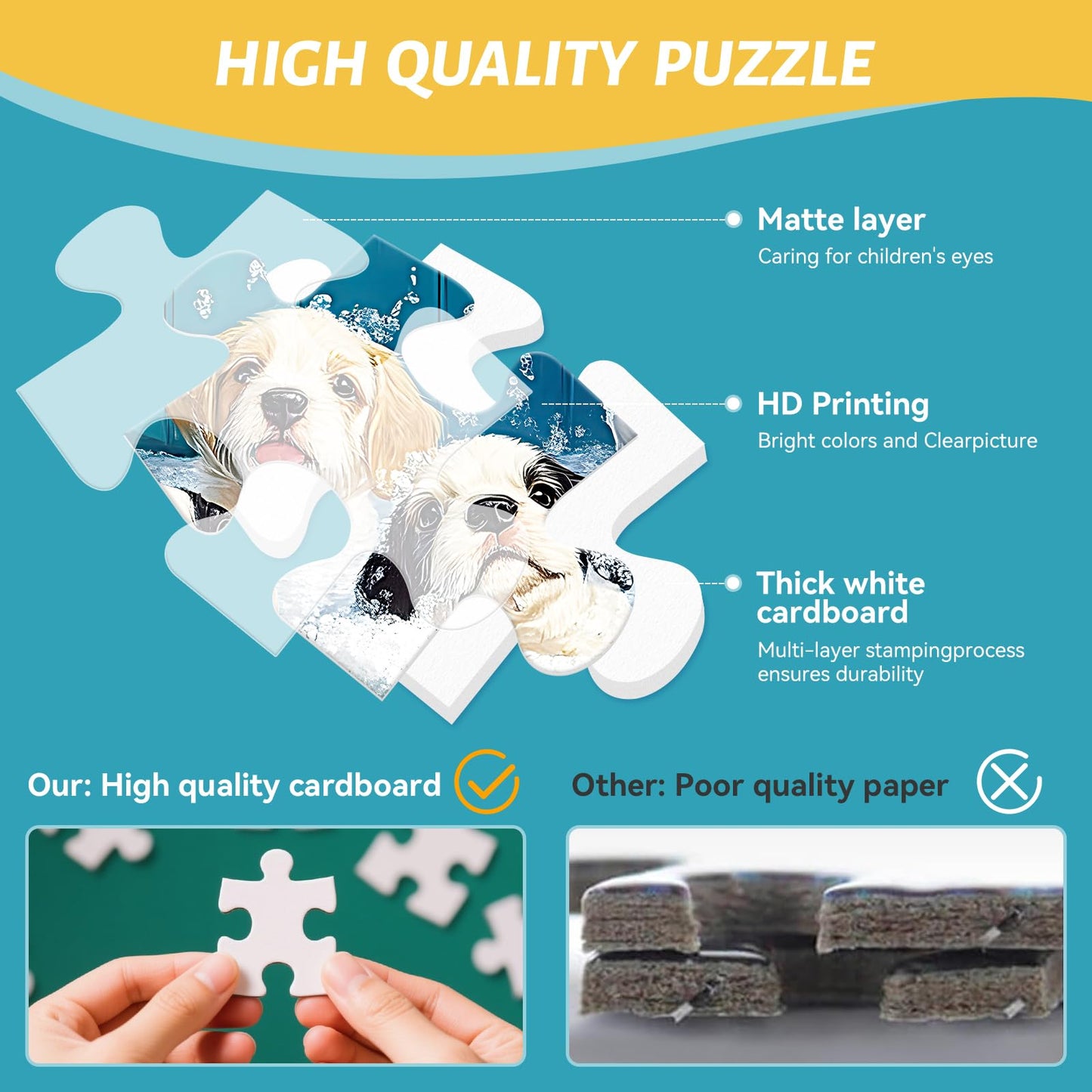 500 Piece Puzzle for mature-themeds - Cute Dogs Bathing Jigsaw Puzzle for mature-themeds  Kids & Seniors - Eco-Friendly Recycled Paper - Fun & Challenging Family Game Gift for Friends and Family (20.5 x 15 in)