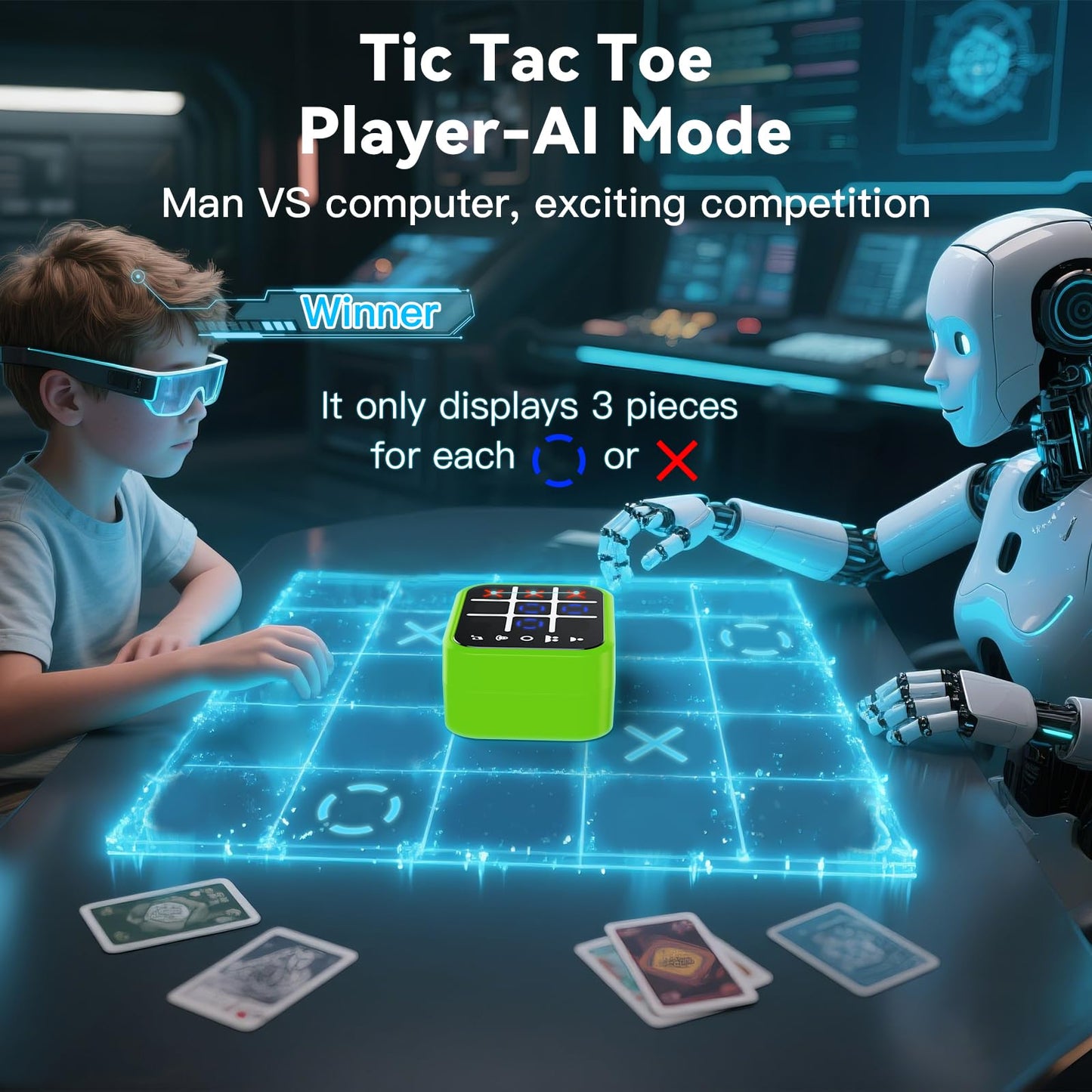 Niufuntek Rechargeable Tic Tac Toe Game Box with 5 Fun Brain Memory Games, Electronic Touchscreen Handheld Game, Portable Digita