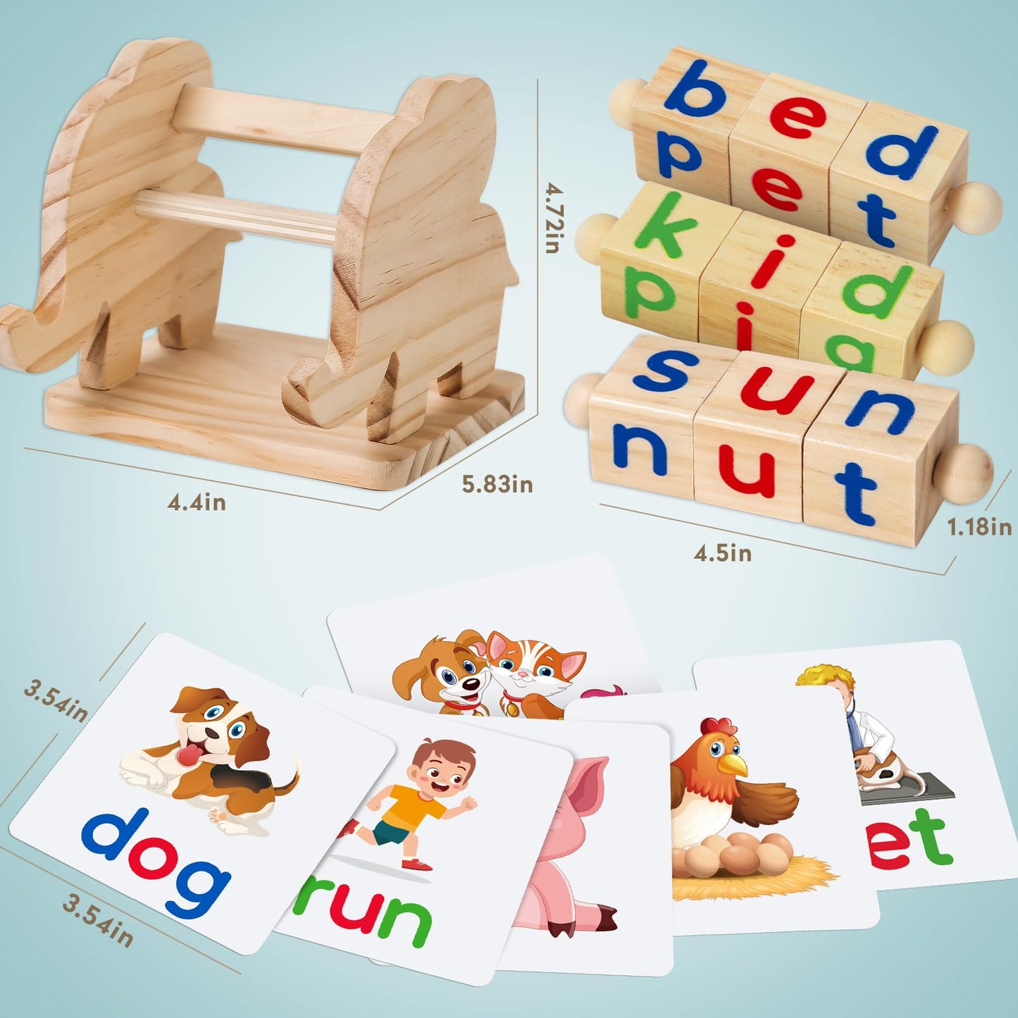 Shylizard Montessori Learning And Educational Toys Gifts For Kids 3 4 5 Years, Wooden Reading Blocks Toys, Learning Activities F