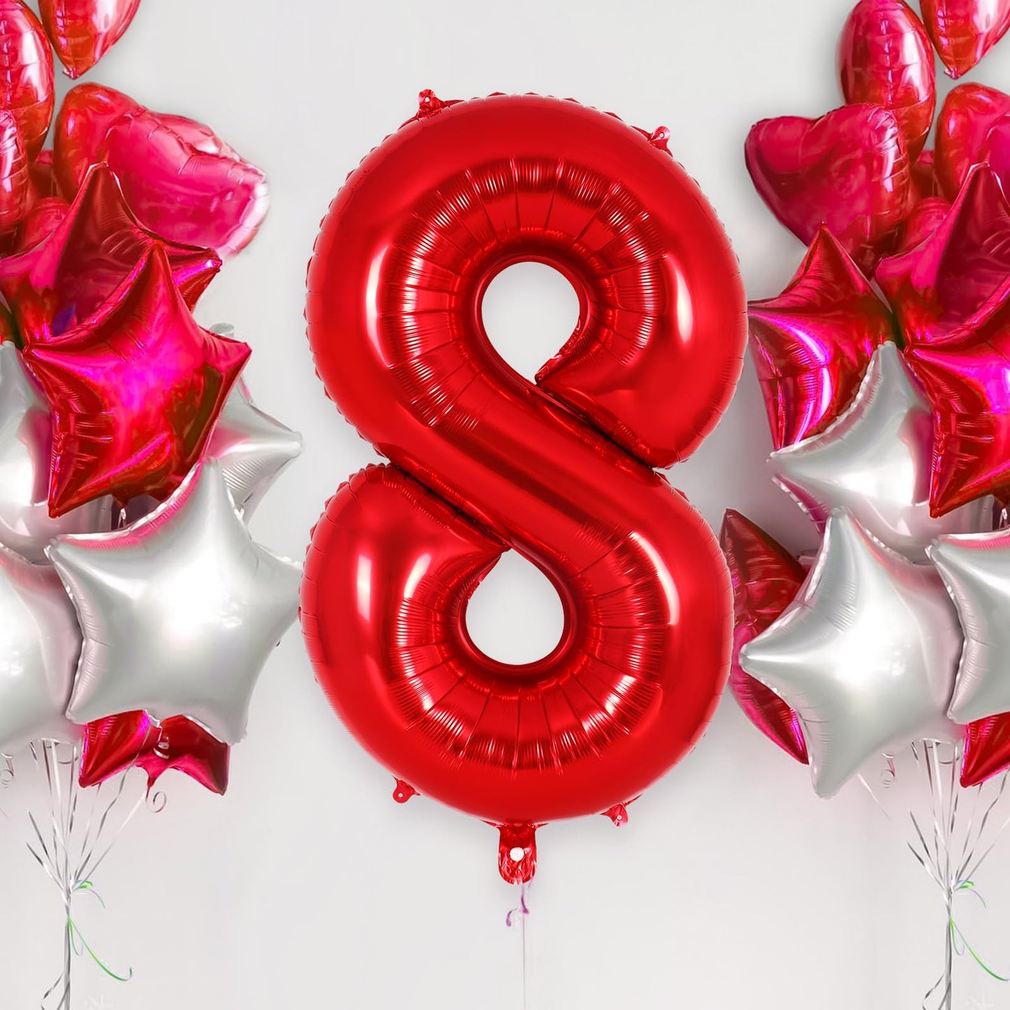 Red Number 8 Balloon 40 Inch, Big Large Foil Helium Number Balloons, Jumbo Giant Mylar Number 8 Balloons For 8 Year Old Birthday