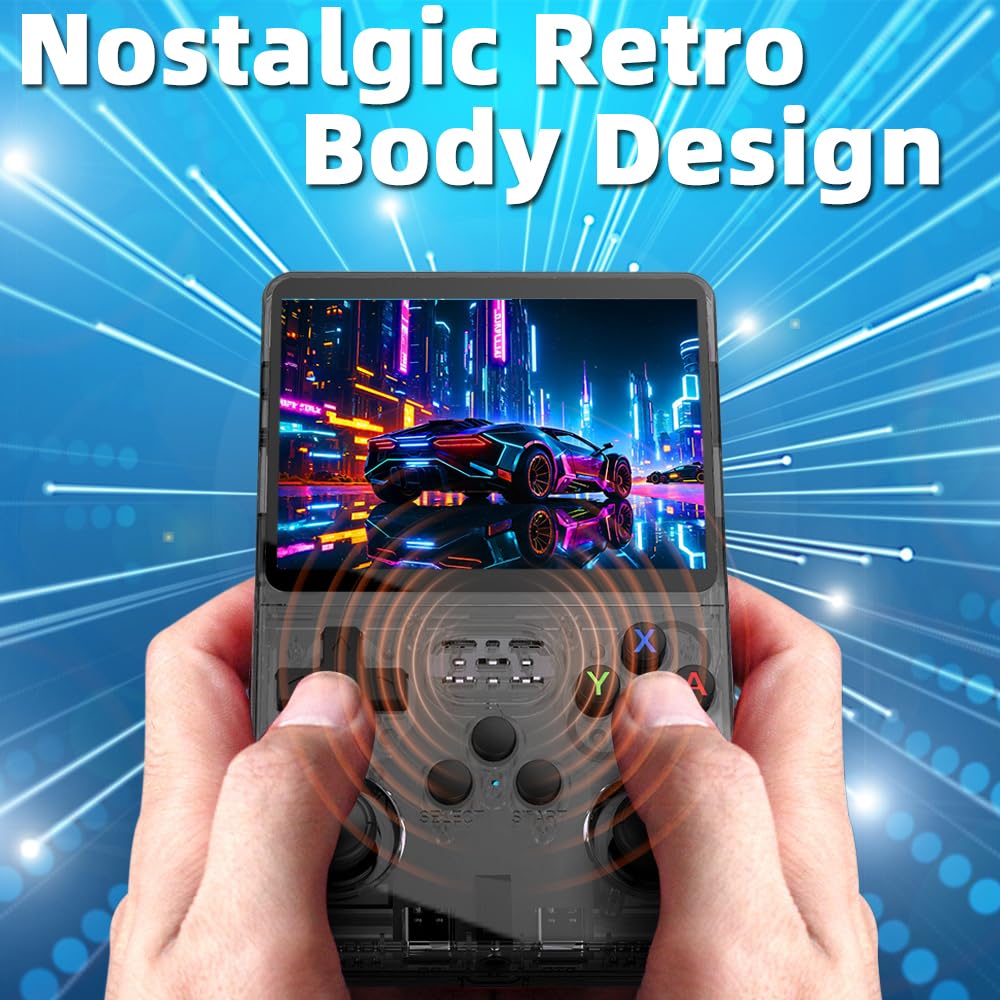 Fingerevo R36S Handheld Game Console 3.5-In 640 * 480 Ips Oca Screen 3200Mah Opensource System Black Transparent