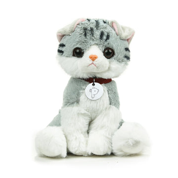 Plushland Realistic Stuffed Cat and Dog Plush PuppyStuffed Animals Plush Toys Collar  Realistic enhanced Pawpal Stuffed Puppy Cats and Dogs Toy for Boys and Girls 8 Inches (Tabby Kitty with Collar)
