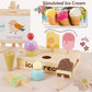 HERSITY Wooden Ice Cream Stand for Kids, Ice Cream Popsicle Toy Pretend Play Food Kitchen Accessories Playset Ice Lolly Shop Gam