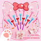 RoundFunny 24 Pcs Bow Mini Bubble Wands Kitty Themed Party Kawaii Bubbles Sticks Wands for Cute Cartoon Bow Kitten Cat Theme Bir