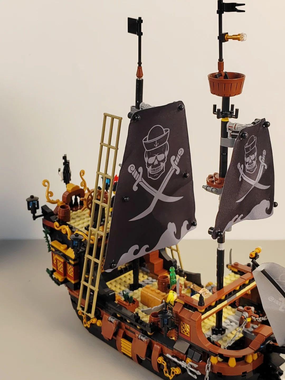 YBLOCK Pirates Ship Building Mini Blocks Set, 1328 Pieces, Brown Plastic Toy for Ages 8-14, Model 01041