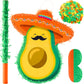 Avocado Piata Mini Sombrero Hats Mexican Fiesta Game Favors with Piata Stick Blindfold Confetti Set, 15.4 x 13 x 3 Inch
