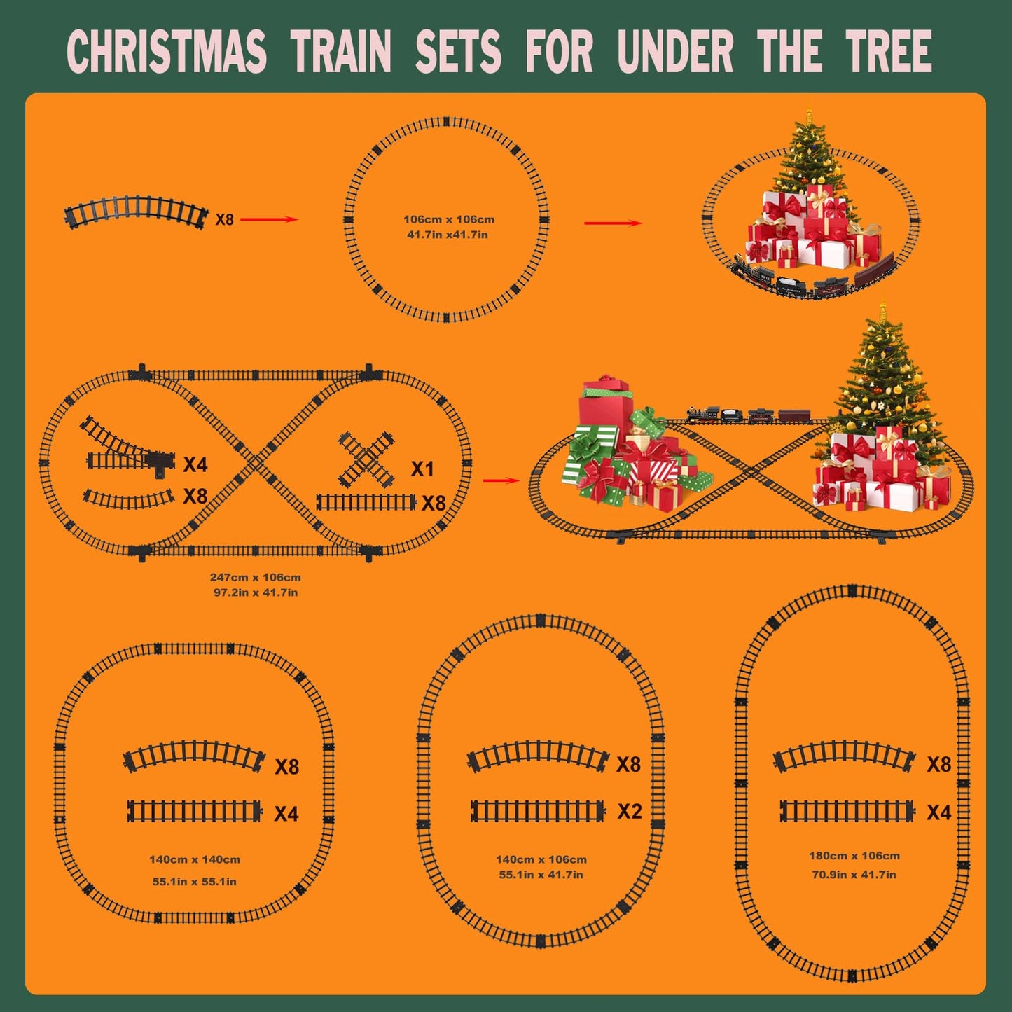 Train Set For Kids Remote Control Train Toys W/Steam Locomotive, Fuel Tank Car & Luxury Tracks, Electric Trains W/Realistic Smok