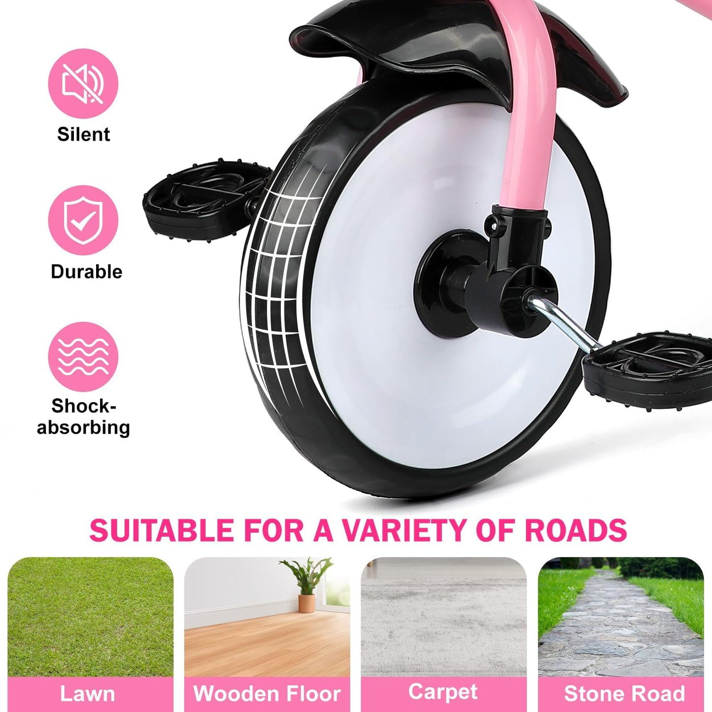 Liberry Toddler Tricycle for Girls 2 3 4 Years Old, Kids Trike with Bell, Front Back Basket and Removable Pedal, 3 Wheel Bike Ou