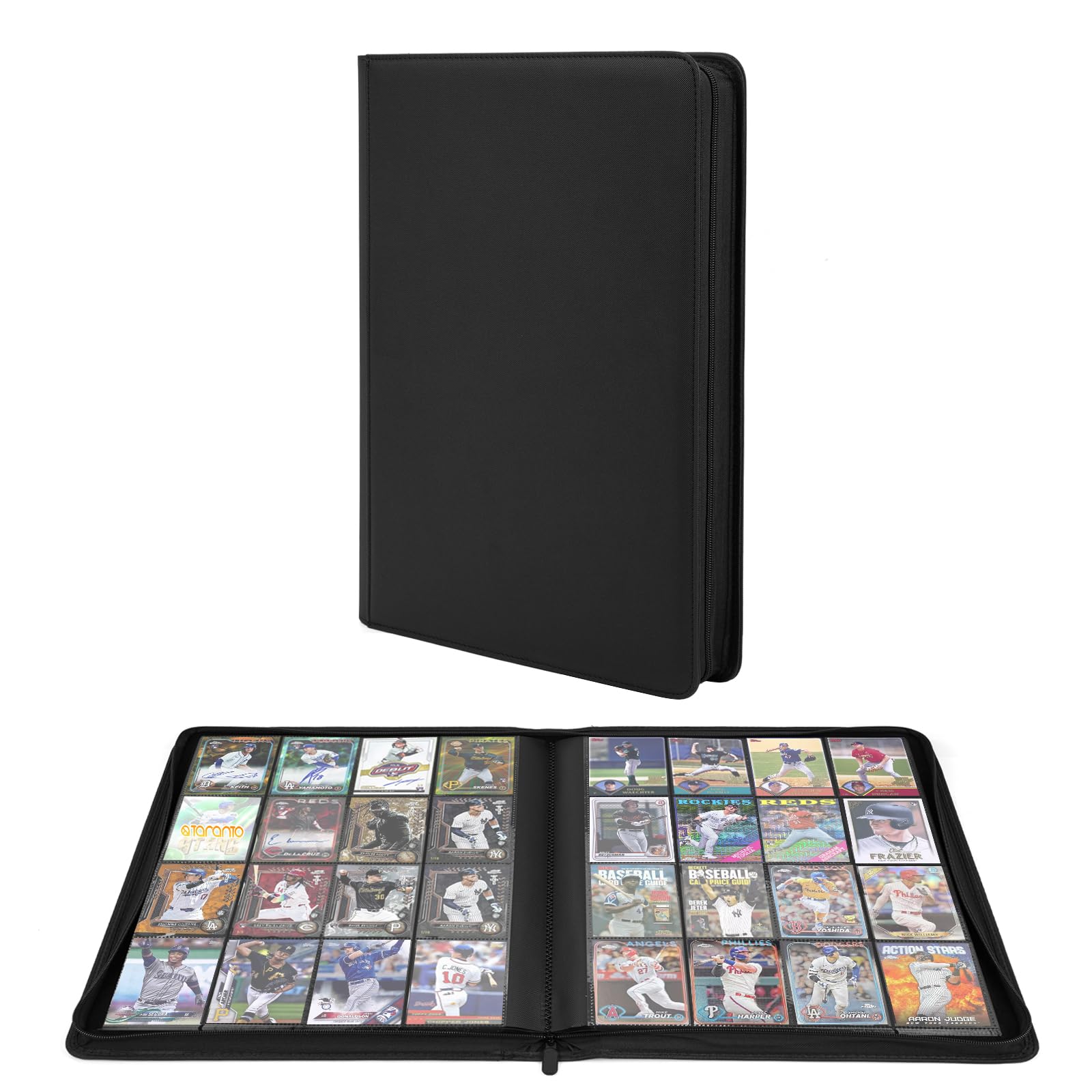 enhanced 1000+ Pockets Trading Card Binder  16-Pocket Ringless Side-Loading Album for TCG  MTG  Lorcana  Sports & Standard-Size Cards (Black2)