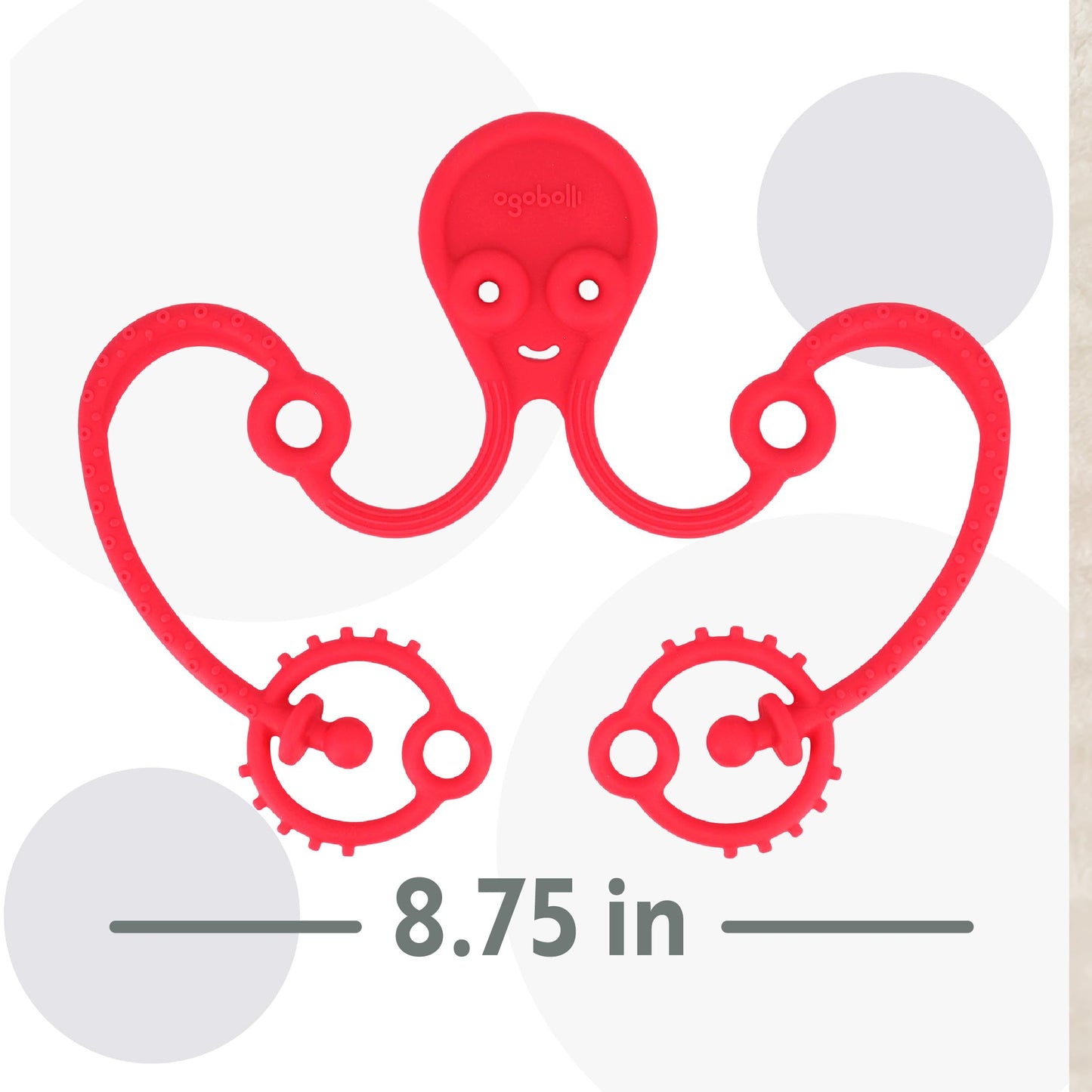 OgoBolli Stretchi Tether Toy Holder and Teether for Babies & Toddlers - Stretchy, Squishy, Soft, Non-Toxic Silicone - Boys and G