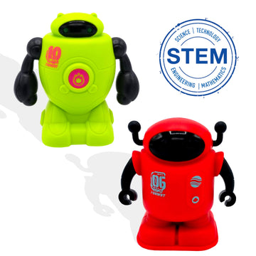 Mukikim Tracerbot Set (2 Robot Set) – Mini Inductive Robot That Follows The Black Line You Draw. Fun, Educational, And Interactive Stem Toy! Includes Trail Map, Dry Erase Board, And Playbook