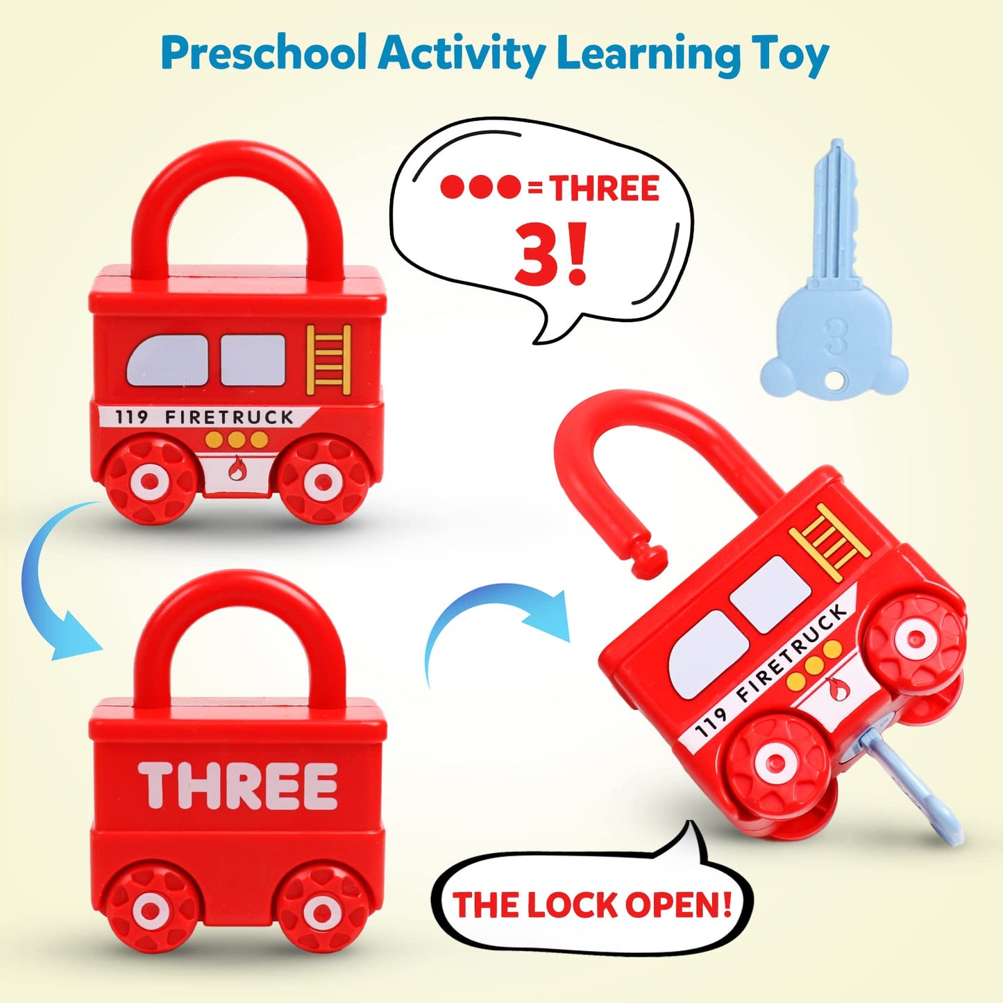 Gkdoms Montessori Learning Toys Sorting & Matching Locks And Keys Toddlers Sensory Car Activity Fine Motor Toy, Birthday New Year Valentine'S Gifts For Kids Age 2-5 Years, Back To School