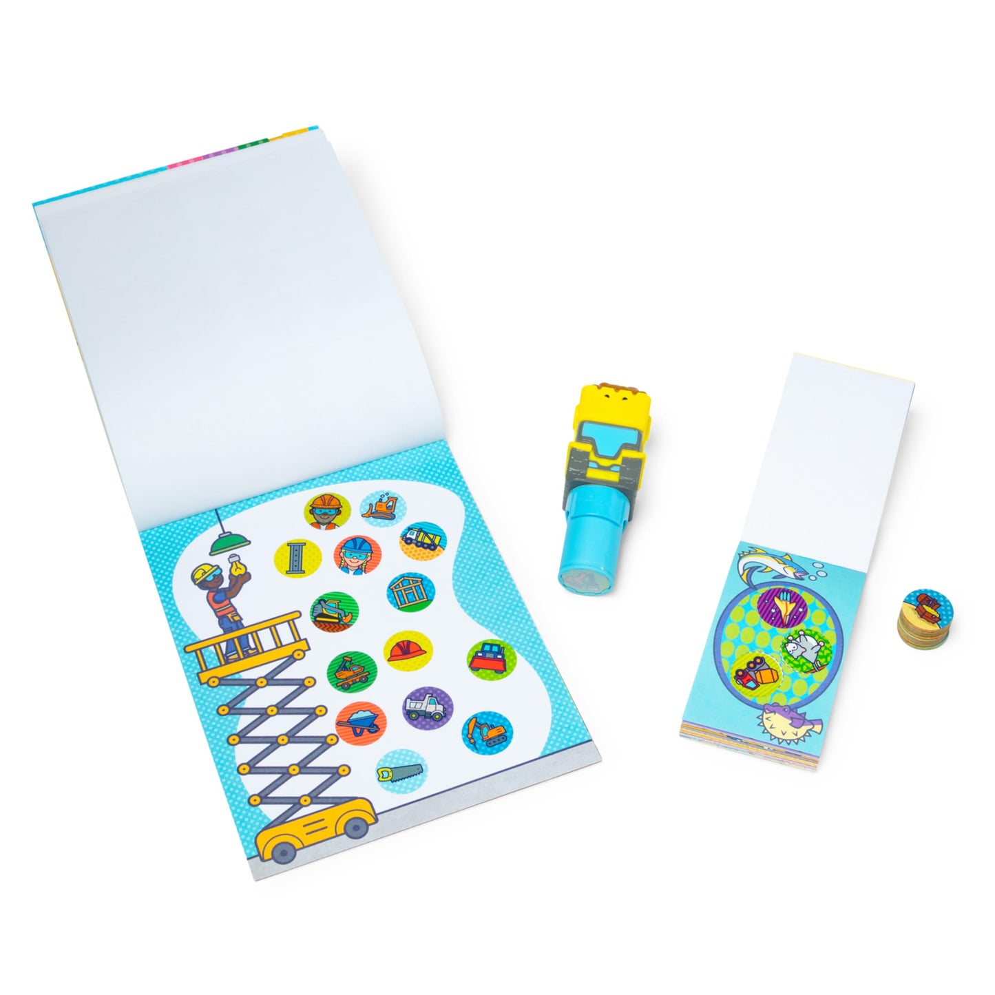 Melissa & Doug Sticker Wow! Bulldozer Bundle: 24-Page Activity Pad, Sticker Stamper, 500 Stickers, Arts and Crafts Fidget Toy Co