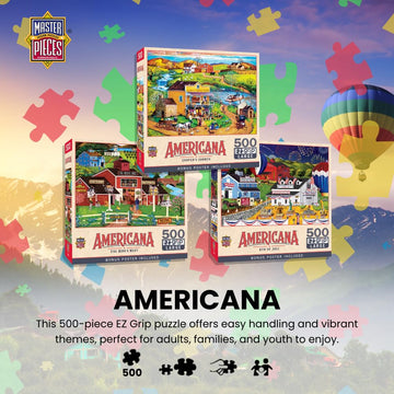 MasterPieces 500 Piece EZ Grip Jigsaw Puzzle for Adults, Family, or Youths - Harvest Street Party - 19.25x26.75