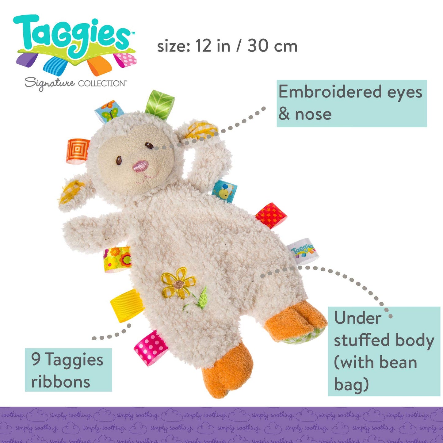 Taggies Sherbet Lamb Lovey Toy, 12 Inch (Pack Of 1)