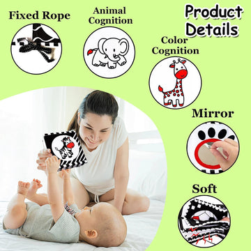 High Contrast Baby Toys For Newborn: Black And White Baby Toys Book 0-3 Months - Tummy Time Mirror For Infant 6 7 8 9 10 11 12 M