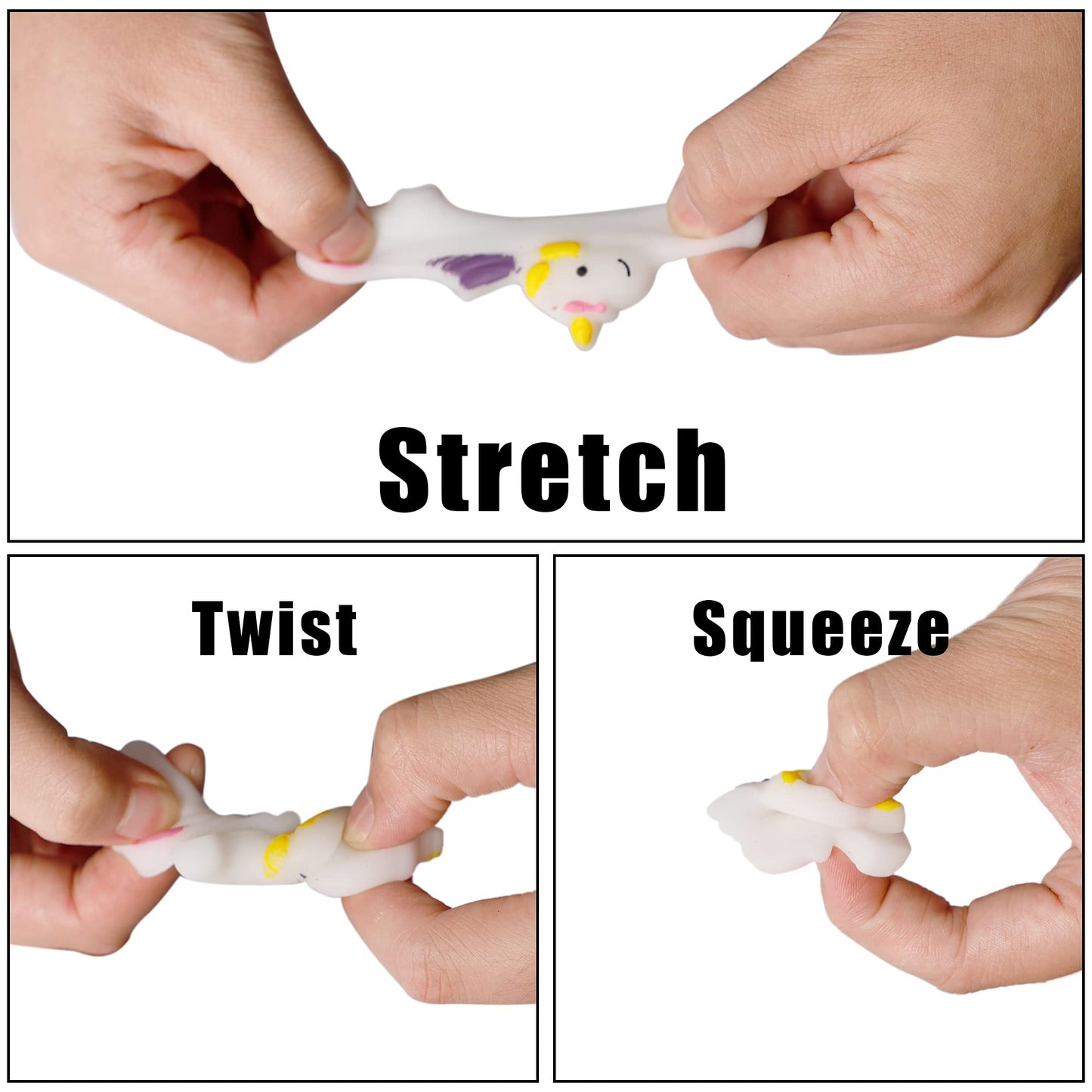 Cllayees 24 Pcs Squishy Toys  Unicorn Kawaii Mochi Squishies  Unicorn Party Favors Stress Relief Toys  Goodie Bags Christmas Birthday Gifts Classroom Prizes for Kids (Unicorn)