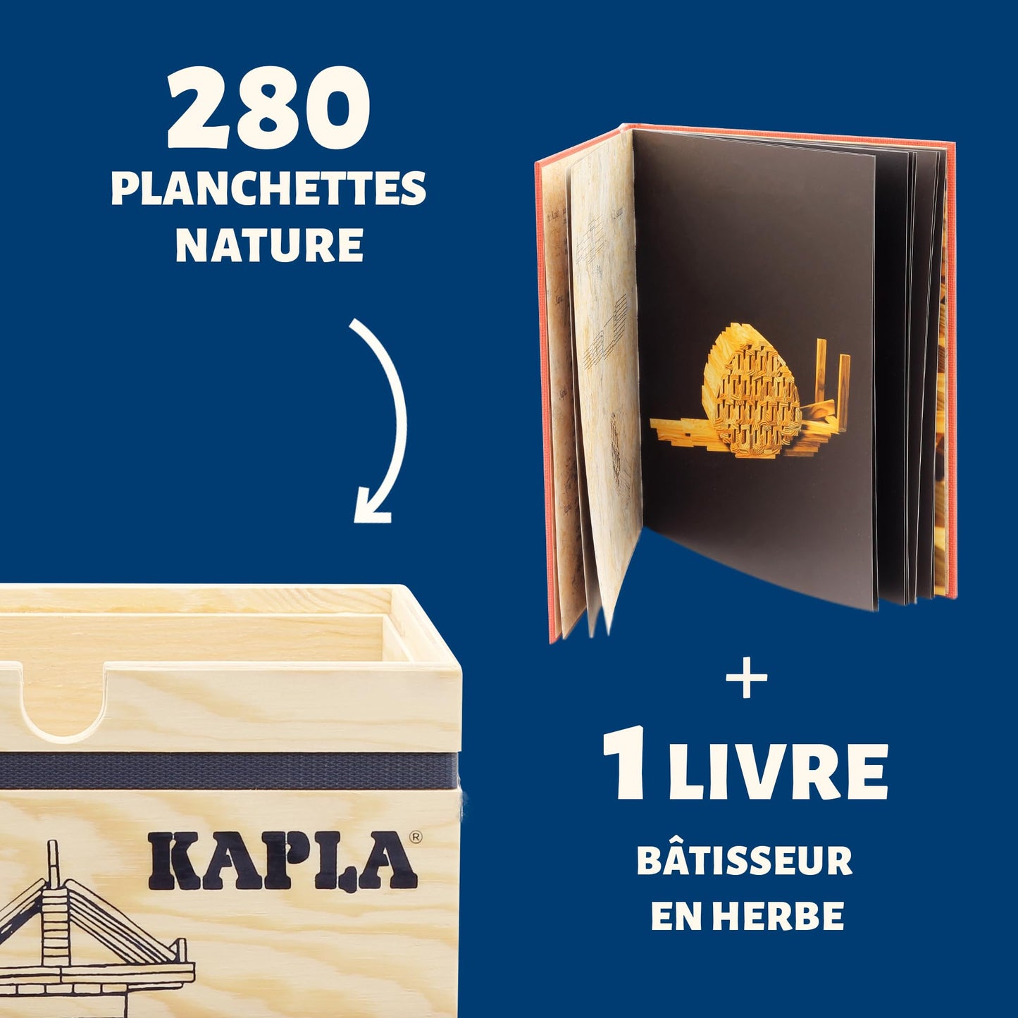 KAPLA Wooden Construction Set - 280 Planks, French Pine Wood, Ages 3+