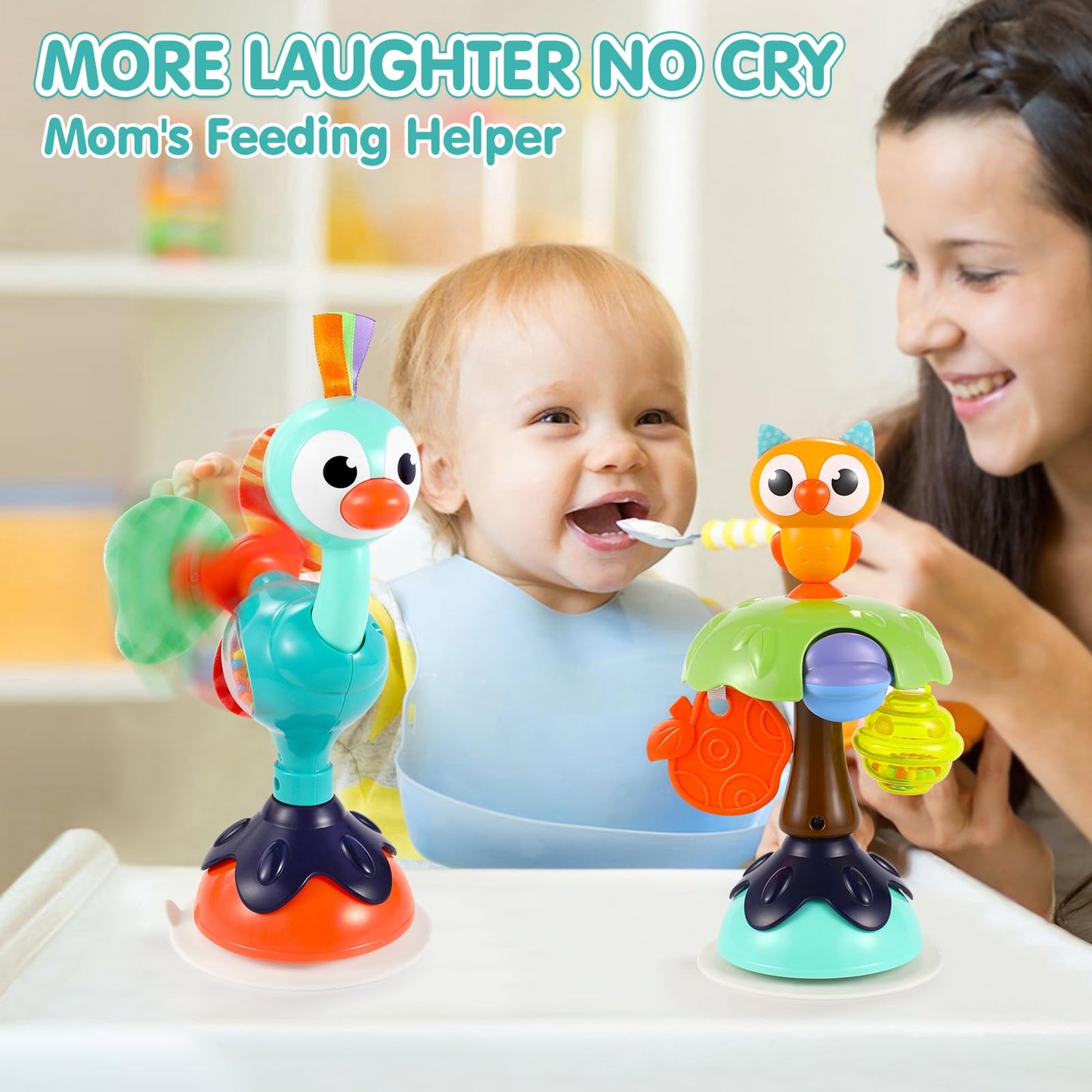 Baby Toys 6-12 Months 3PACK High Chair Scution Cup Toys Rattle Toys for Babies 12-18 Months Baby Tray Infant Toy for 6 9 12 18 24 Months Newborn Gifts for 1 2 Year Olds Boys Girls Kids Birthday Xmas