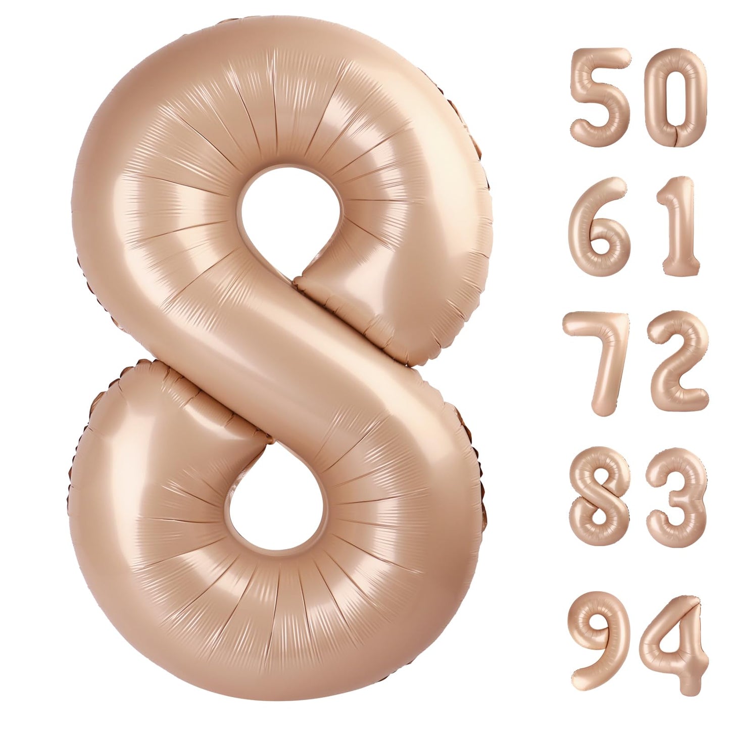 Light Brown 8 Balloon, Tan Number Balloons 40 Inch, 8Th Beige Birthday Decorations For Boys Girls, Sandy Brown Birthday Balloons
