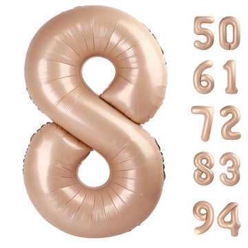 Light Brown 8 Balloon, Tan Number Balloons 40 Inch, 8Th Beige Birthday Decorations For Boys Girls, Sandy Brown Birthday Balloons