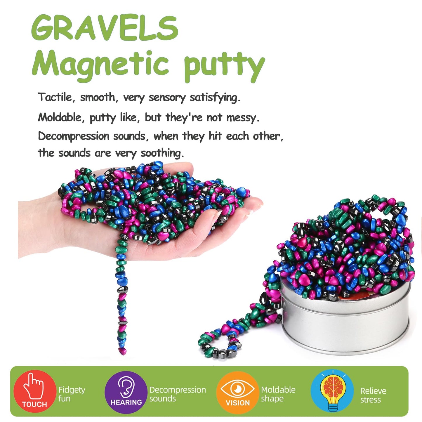 550Pcs Multicolor Ferrite Stones Fidget Toys For Adults, Seriously Satisfying Toy Gravels Ferrite Putty Toys Stress Relief Desk