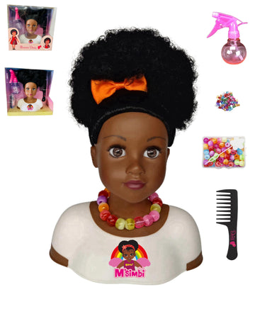 Black African Brown Styling Head Dolls With Curly Afro Hair And 5 Accessories, For Kids, Kids Toys For Ages 3 Up (Msimbi 01, 11