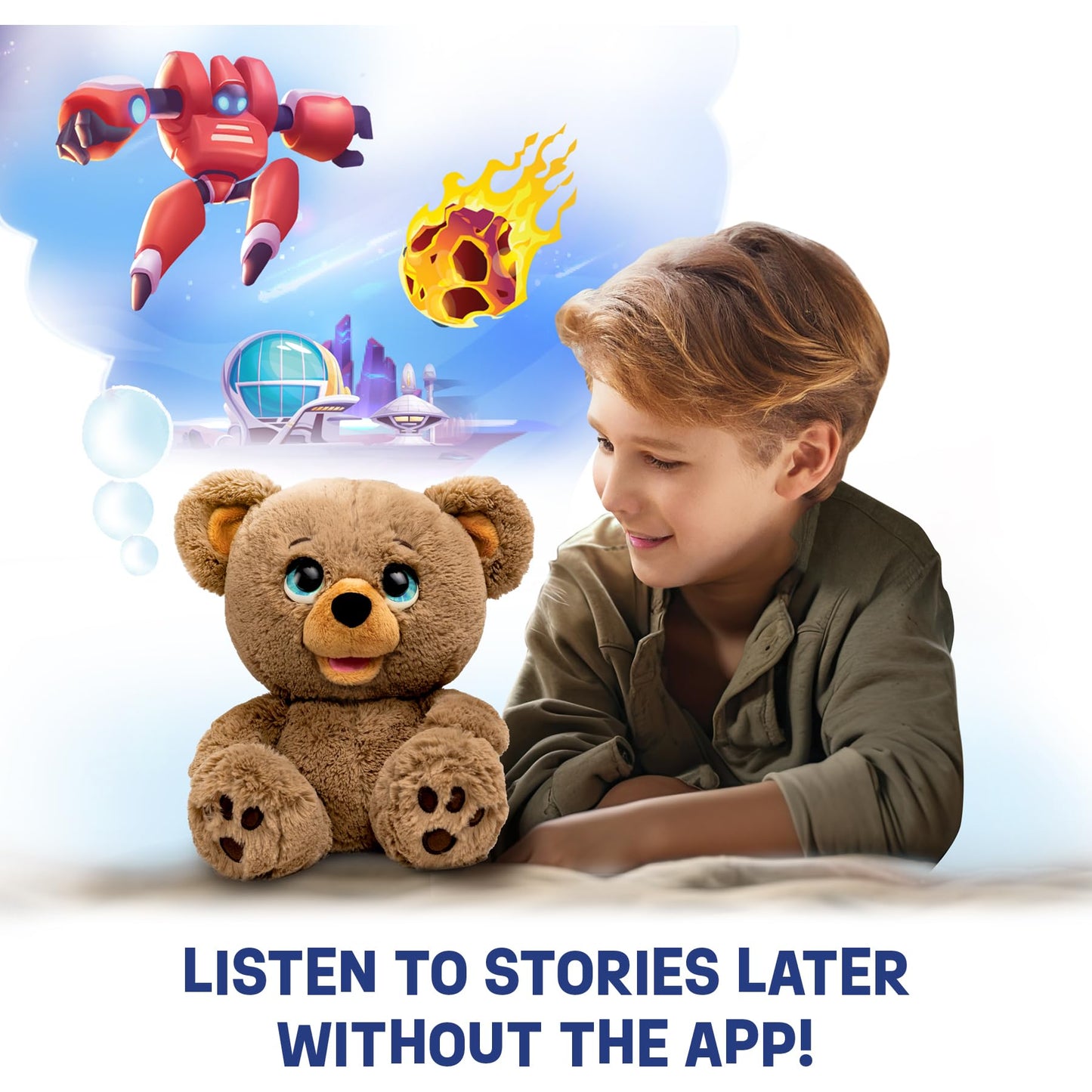 Plai Poe The AI Story Bear - Brown Polyester Plush Toy, Model 18723