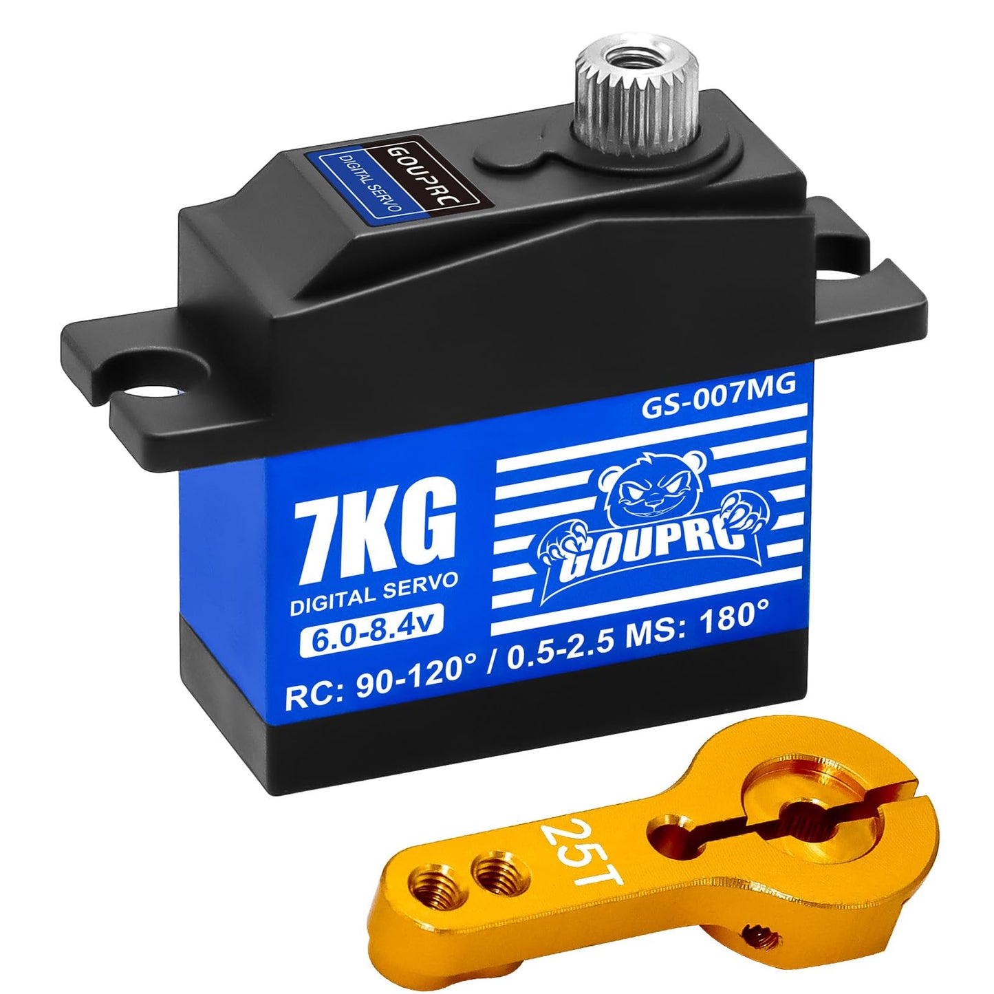 GOUPRC 21G 7KG RC Micro Digital Medium-Aluminum Servo, High Torque Metal Steel Gears with 25T Servo Horn for 1/14 1/16 RC Car Cr