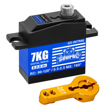 GOUPRC 21G 7KG RC Micro Digital Medium-Aluminum Servo, High Torque Metal Steel Gears with 25T Servo Horn for 1/14 1/16 RC Car Cr