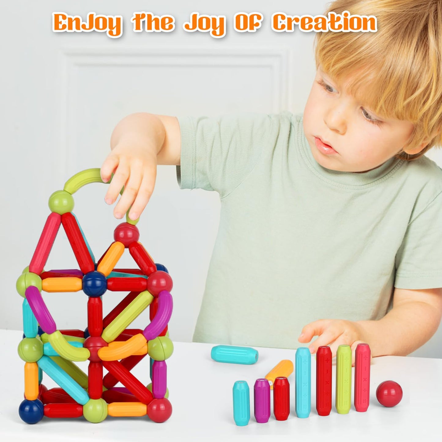 Lecover Magnetic Building Blocks Toy, Educational Magnetic Building Sticks, Toddler Toys, Magnet Toy Set, Montessori Toys For Boys Girls, Gift Set For Kid’S Early Educational Learning