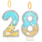 ElekFX 28th Birthday Candle for Cake, Beach Starfish Sequins Number Cake Candles, 2.76 inch Number 28 Happy Birthday Candle, Cak