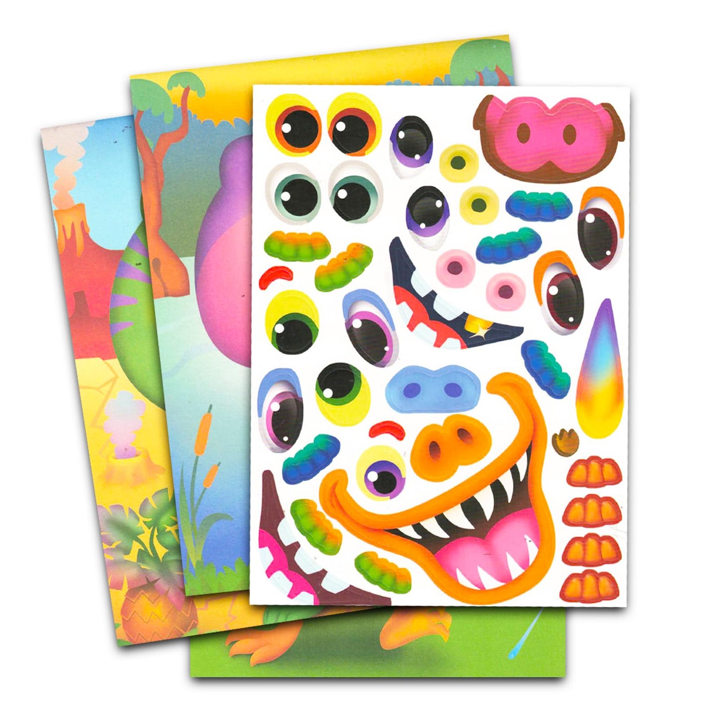 Bendon Make a Face Sticker Books - Bundle of 3 with 450+ Stickers, Dinosaurs, Silly Pets & Monsters, Create a Face Sticker Pad
