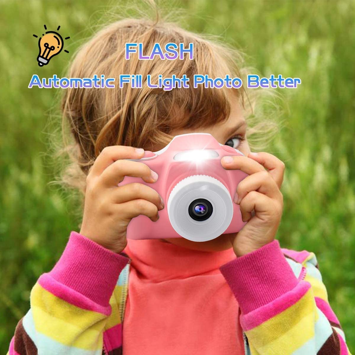 Kids Camera For Girls Age 3-9, Cameras With Flash Toy Gifts For Christmas Birthday, Selfie Video Digital Camera With Cartoon Sti