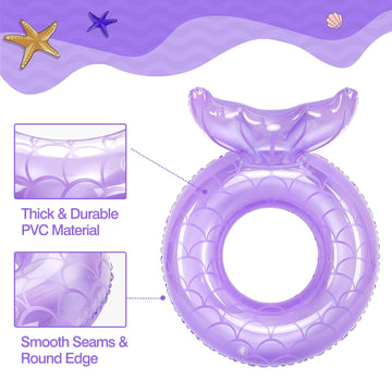 Moko Inflatable Swimming Ring, Children Cute Pool Float Tube Decorations Swim Tubes Outdoor Pool Beach Water Floats Party Supplies Kids Floaties, Purple