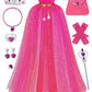 Sabbenia Princess Dress Up Clothes For Little Girl, 11Pcs Princess Cape With Crown, Cosplay Christmas Halloween Birthday Gift(Ro