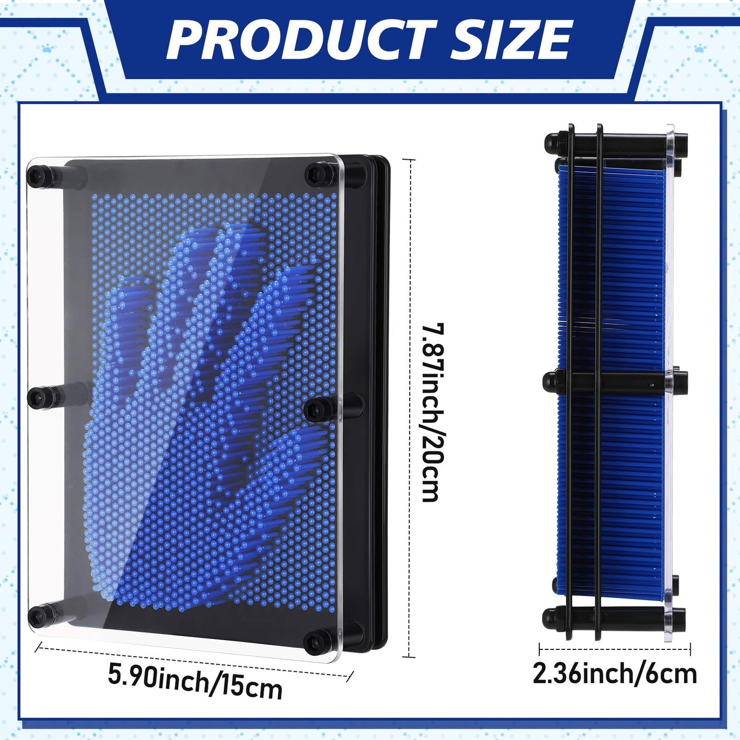 Jenaai 2 Pack Large 3D Pin Art Toy 8 x 6 Inch Plastic Pin Art Board Sensory Toy Intellectual Fun Impression Toy for Boys Girls mature-themed Creative Fidgets Christmas Birthday Gifts (Classic Red and Blue)