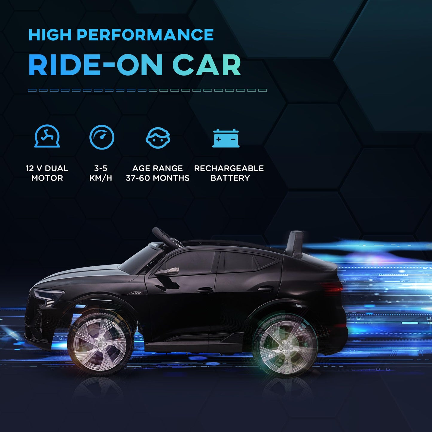Aosom 12V Kids Electric Ride On Car, Audi E-Tron, Battery Powered Toy With Parent Remote Control, Suspension System, Auxiliary W
