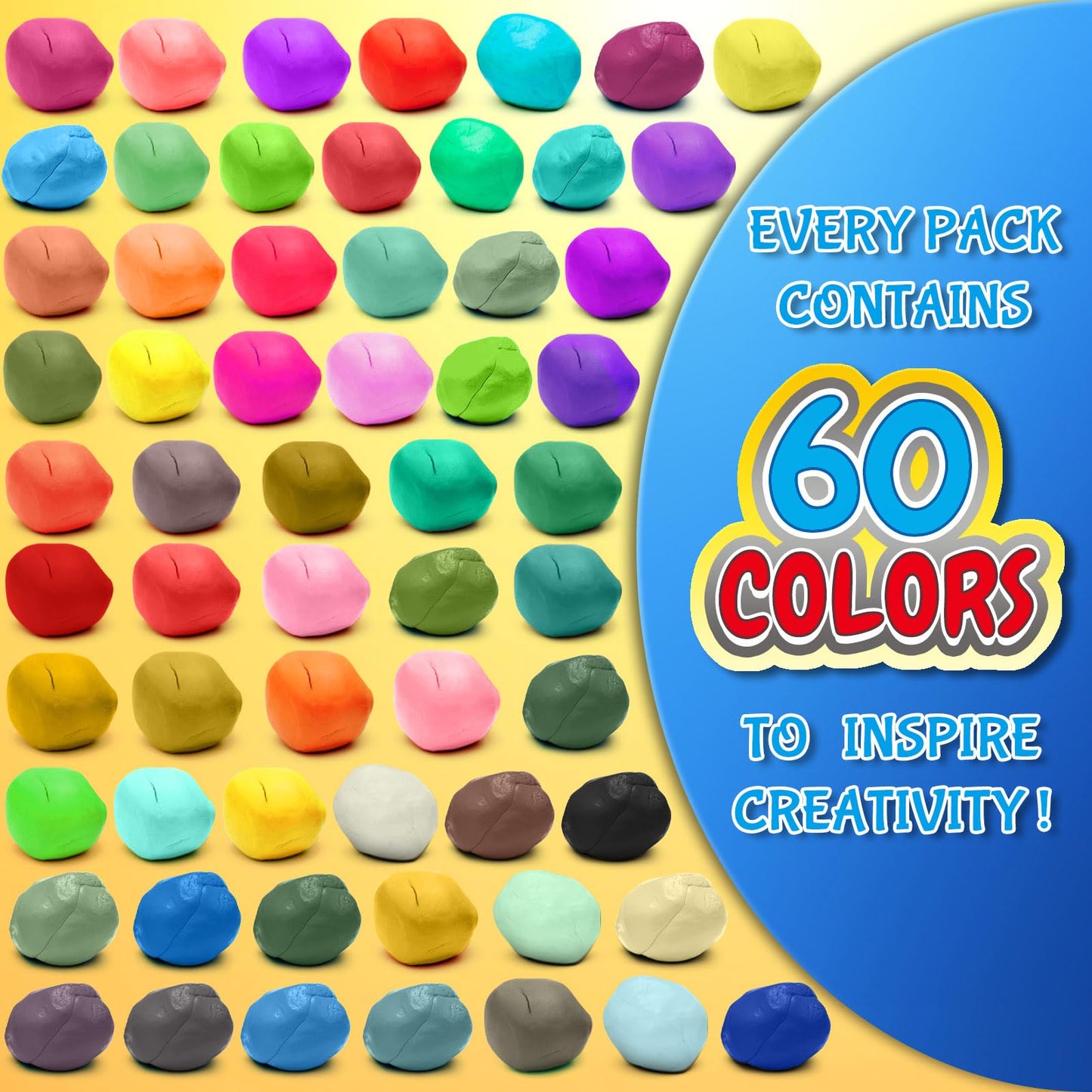 Essenson Magic Clay - Air Dry Clay 60 Colors, Modeling Clay For Kids With Tools, Toys Gifts For Age 3 4 5 6 7 8+ Years Old Boys Girls Kids