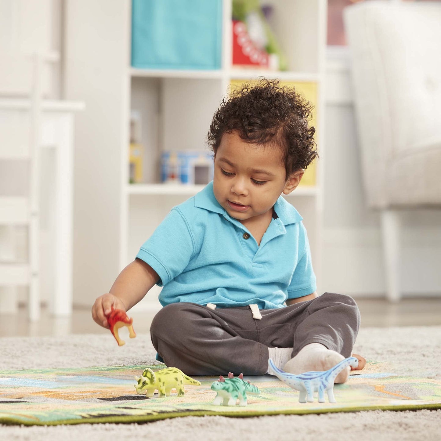 Melissa & Doug Dinosaur Activity Rug - 39" x 36", Brown, Model 9427, Fun Prehistoric Design for Playroom or Nursery