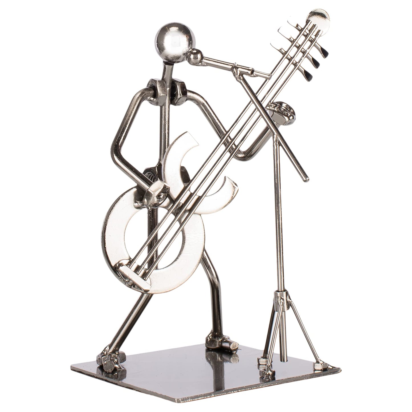 Broadway Gift Singer Guitar Player Silver Tone 6 Inch Table Metal Decorative Musician Tabletop Figurine
