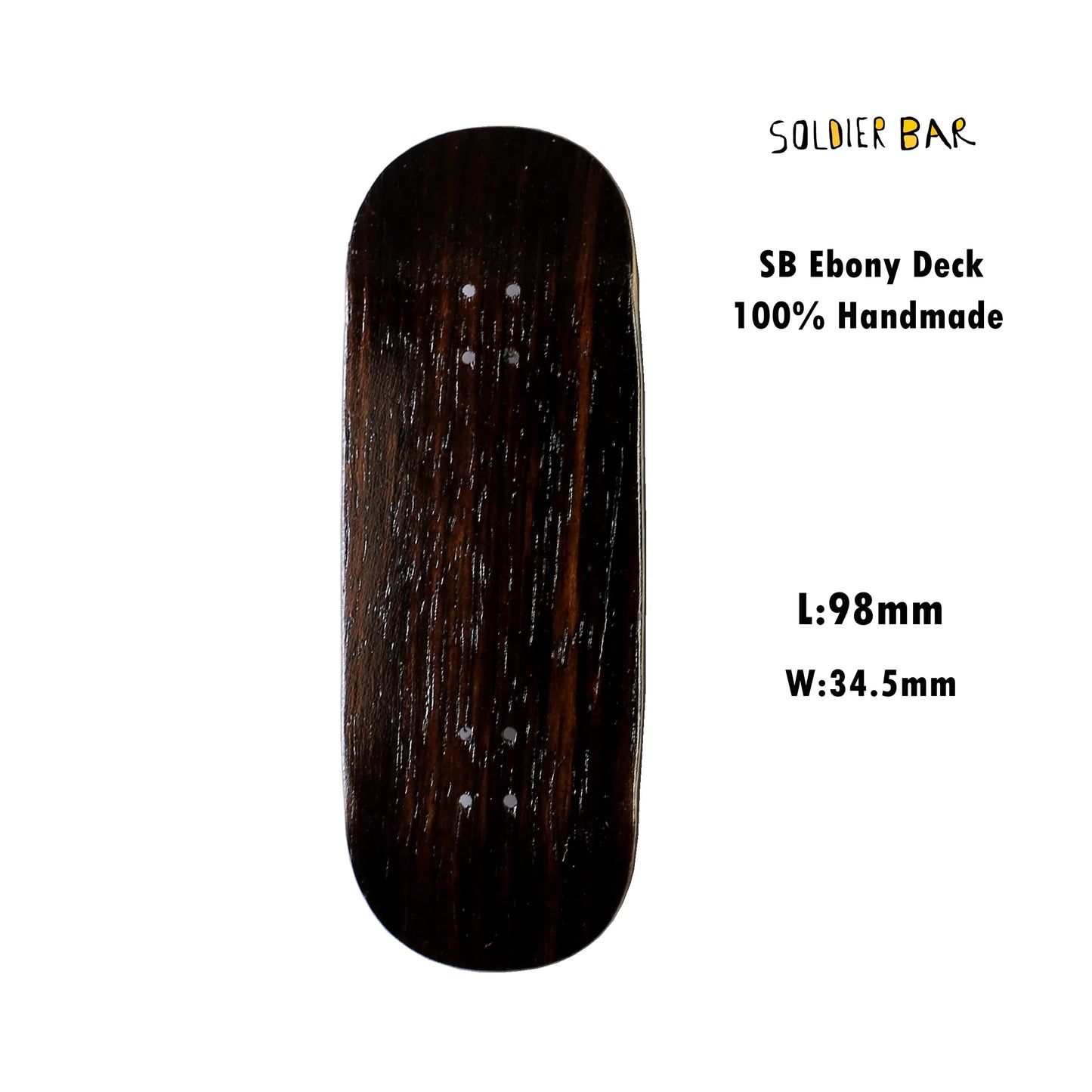 Soldier Bar Handmade Fingerboards 8.0 (6-Layer Canada Maple+Ebony 34Mmx98Mm) (Handmade Ebony Deck)