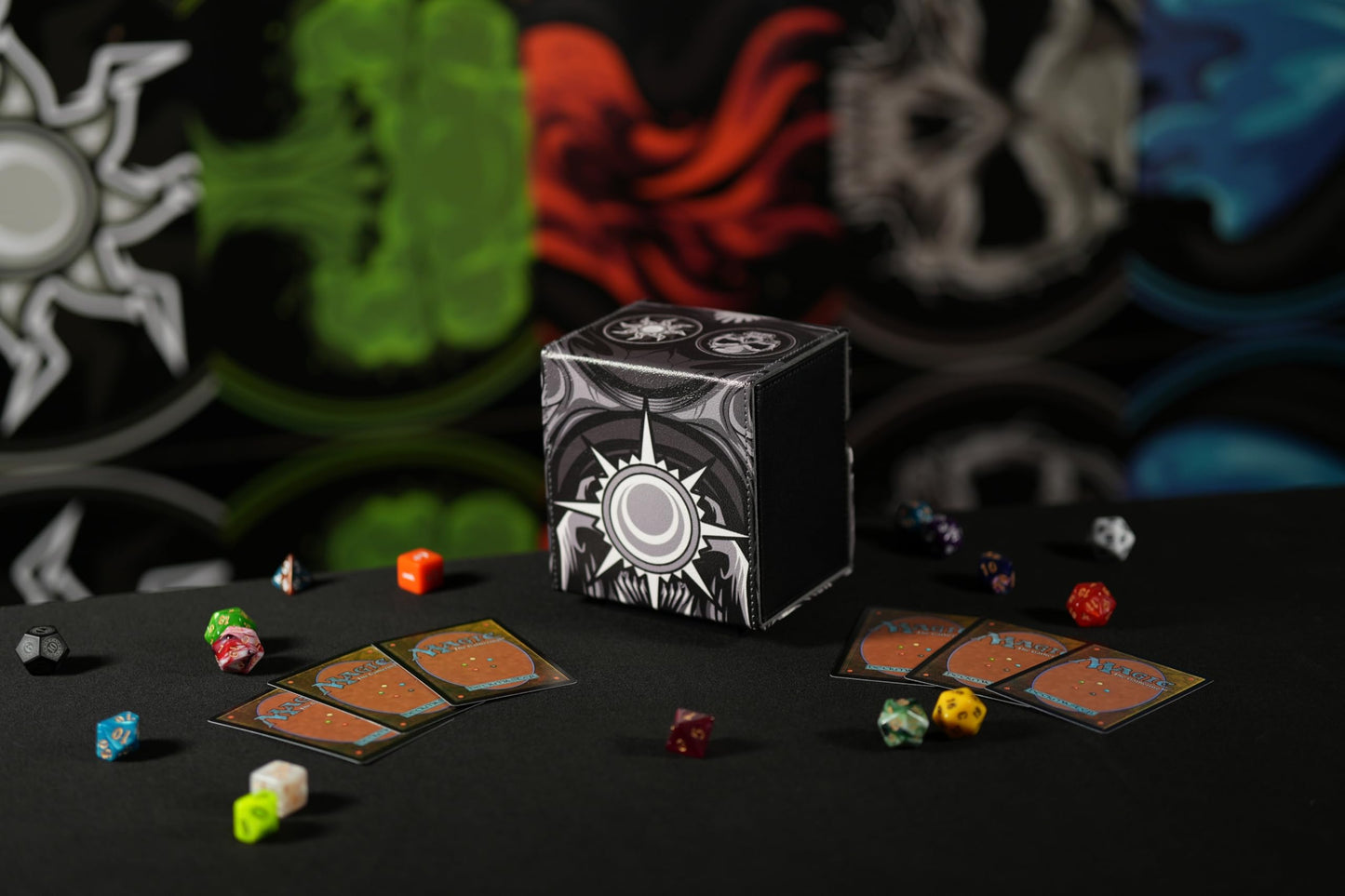 Ai protective covering MTG Commander 100+ Card Custom Art Deck Box With Storage (Black/White)