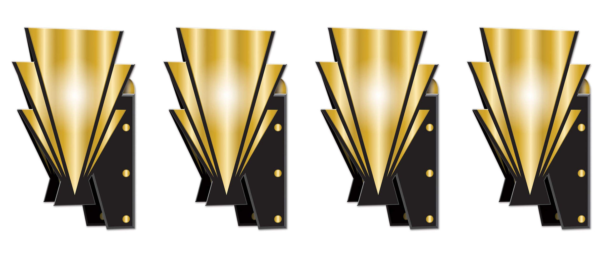 Beistle 20s Wall Scones 4 Piece Awards Night Decorations, 15, Black/Gold