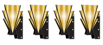 Beistle 20s Wall Scones 4 Piece Awards Night Decorations, 15, Black/Gold